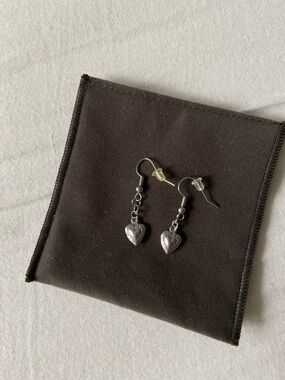 Silver Heart Dangle Earrings